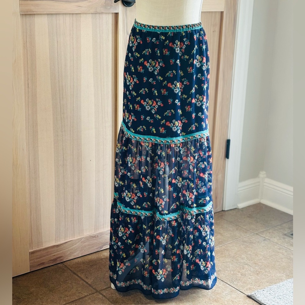 Sophie Max Floral Tiered Maxi Skirt. Women’s Sz-S Cottagecore | Feminine. EUC